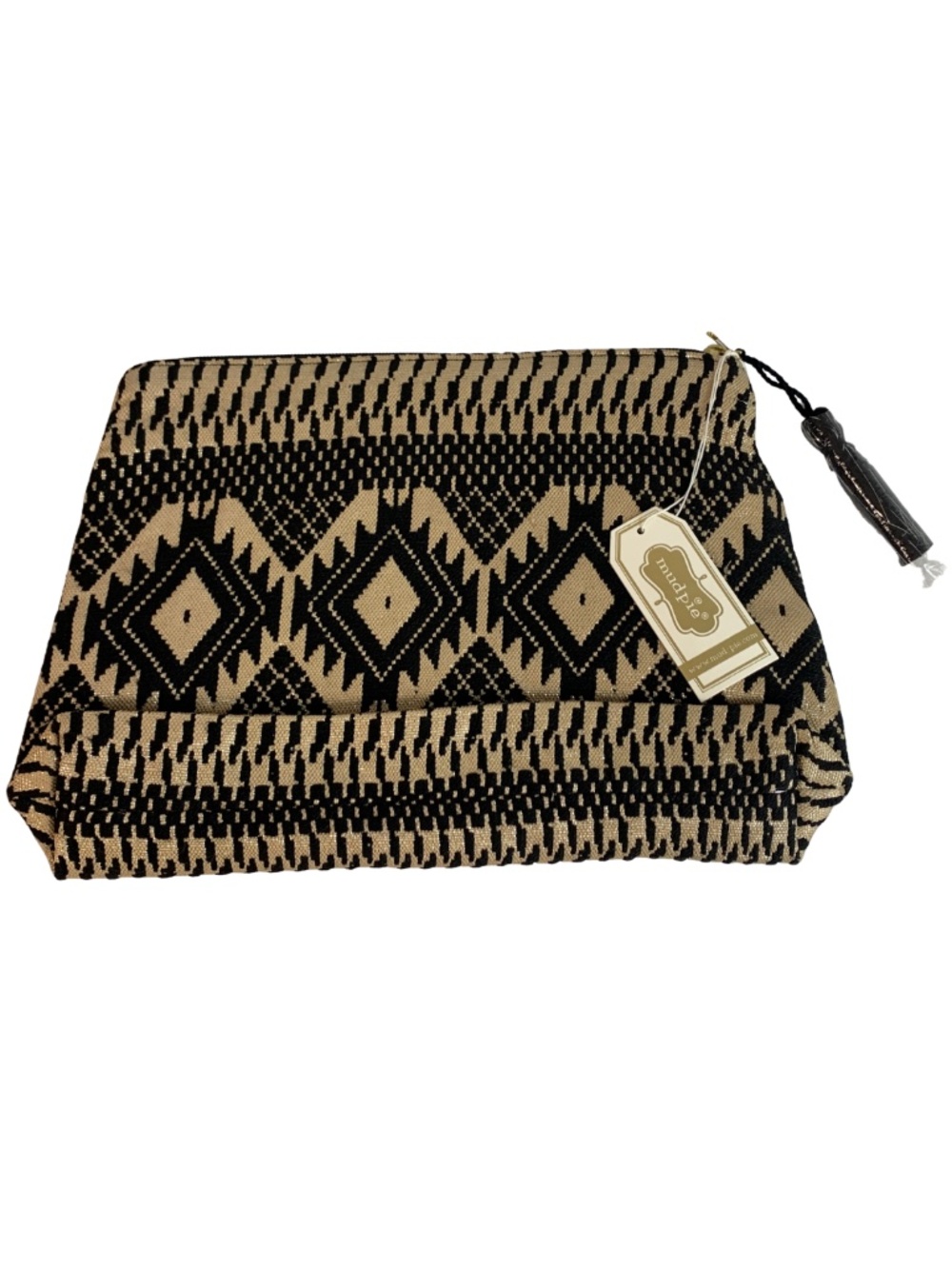 Mud Pie Brown and Black Woven Clutch Bag Bohemian Neutral Southwestern